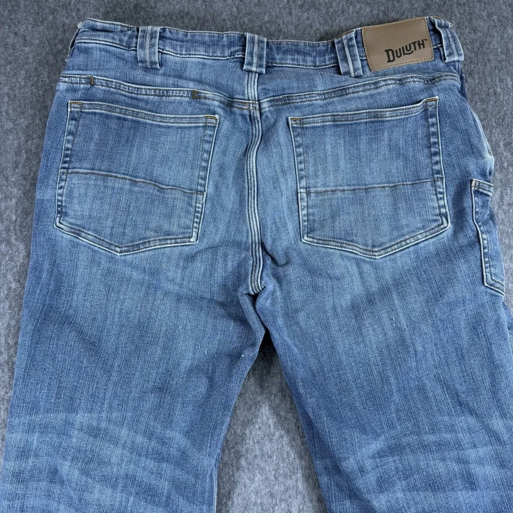 Duluth Jeans Mens 36x30 Blue Ballroom Double Flex Flannel Lined Denim Pants Work